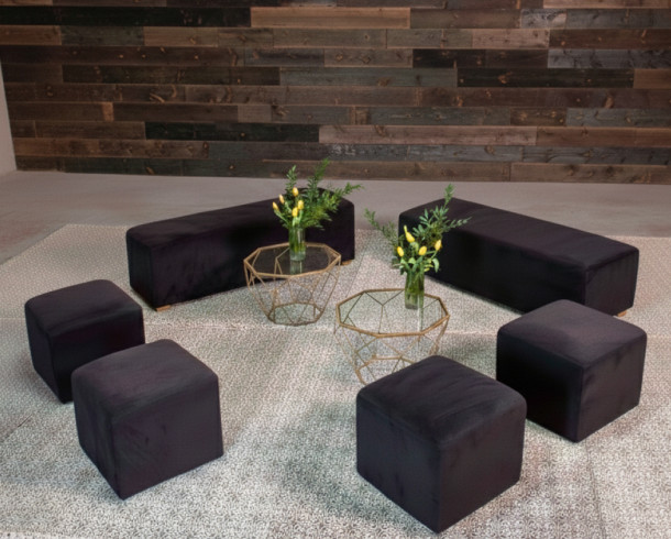 Lounge Poufs Negro, 8 a 10 Pax.