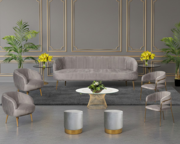 Lounge Felpa Gris Plisado + Dorado
