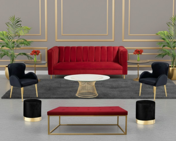 Lounge Rojo Felpa + Negro